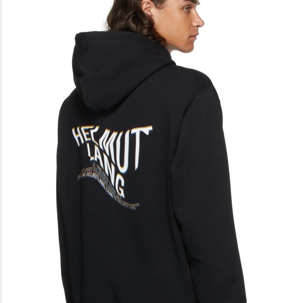 Helmut Lang Skewed Black Hoodie Unisex SZ S (M)